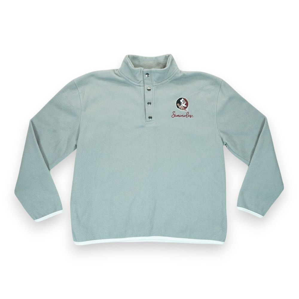 Pro Edge Men's Seminoles Sweater Sweatshirt Medium Gray Fleece Snaps‎ Closure